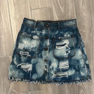 Zara Blue Casual Mini Skirt Distressed